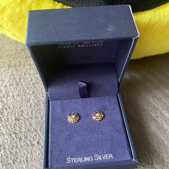 Gold Sterling Silver Earrings, Earrings for women,,rose Earrings. - Picture 9 of 12